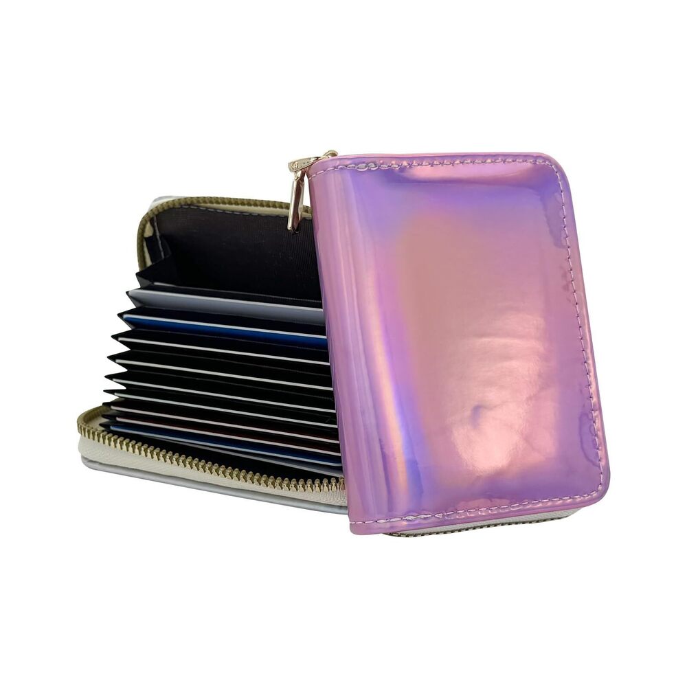 8066 holographic Credit Card Holder , 11 Card Slots with Zipper Card Case